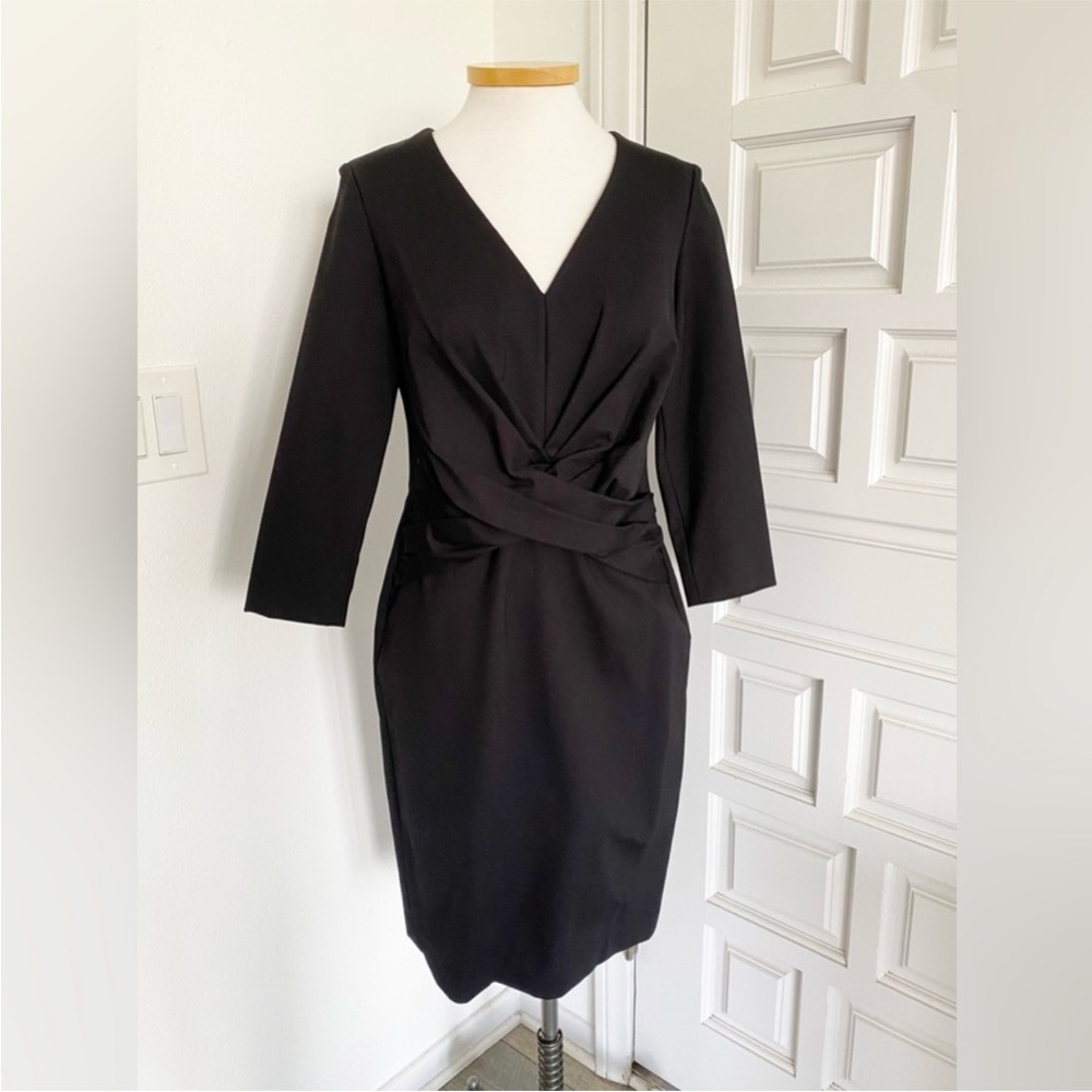NWT One Forty 8 by Lafayette 148 New York Black Dress Classic 3/4 Sleeves Size 8
